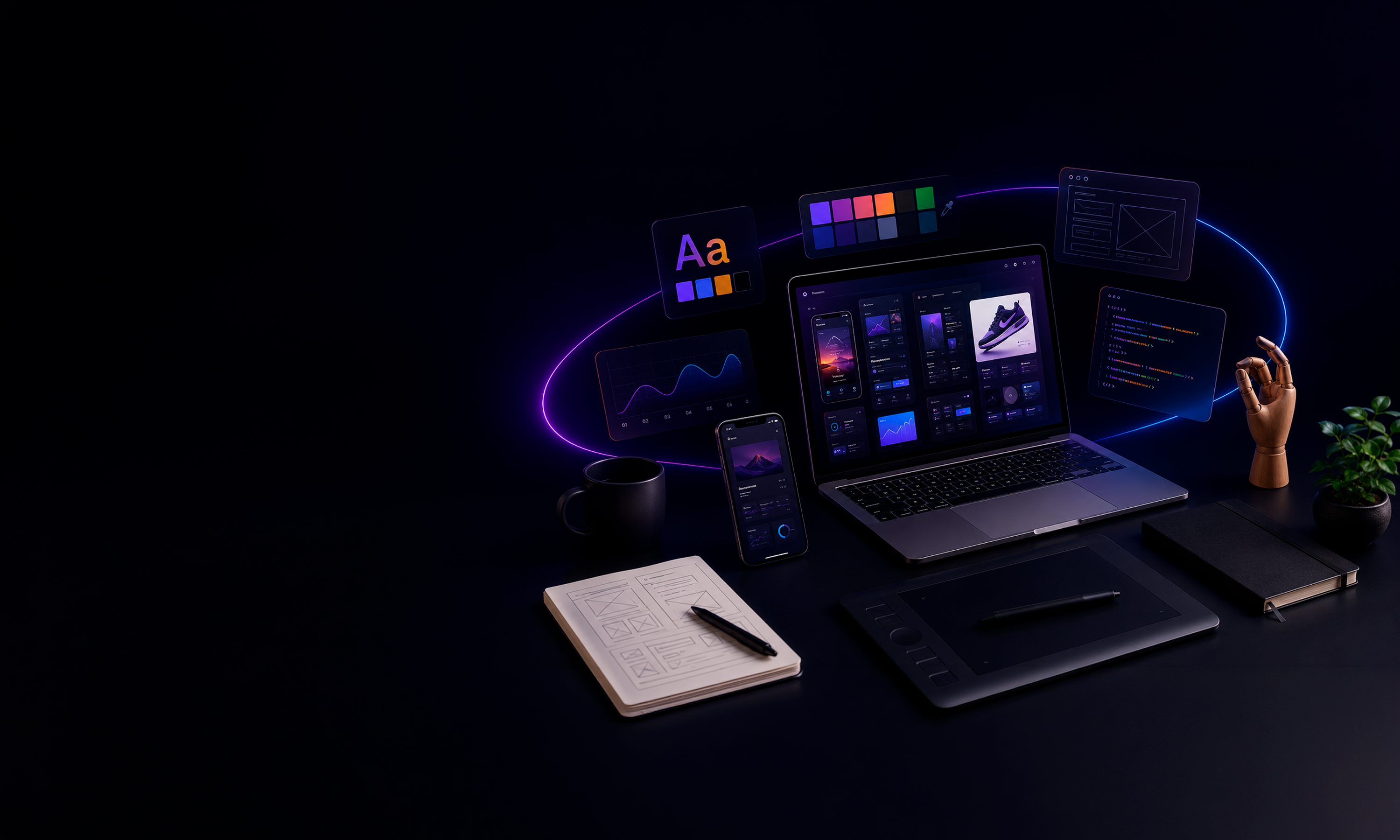 Imagen visual del portafolio de proyectos UX/UI, diseño web y marketing digital de Walfer Finol